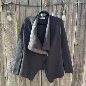 She is So Made in Italy 100% Merino Wool Black Button Front Cardigan Sweater L